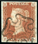 Stamp of Great Britain » 1840 1d Black and 1d Red plates 1a to 11 1840 1d Red pl.11 selection (17 plus pair) plus 1d black from row F