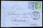 Stamp of France Rare nuance outremer sur verdâtre du 25c Sage +5c