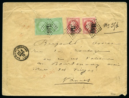 Stamp of France Yv. 35 (x2) +32 (x2) obl. GC 3159 sur lettre CHARGEE