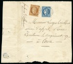 Stamp of France 1871 Bande Papiers d'affaires utilisé deux fois, une
