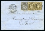 Stamp of France Lettre en triple port avec Yv. 56 (x2) +77 obl. càd