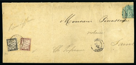 Stamp of France » Collections Rare usage du 1F marron +20c noir sur pli au 2ème