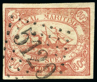 Stamp of Egypt » Suez-Canal Company 1868 40c pink, used with good to large margins, showing