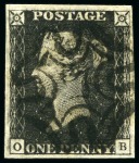 Stamp of Great Britain » 1840 1d Black and 1d Red plates 1a to 11 1840 1d Black OB with fine to very good margins, crisp black MC, with matching 1d red
