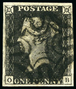 Stamp of Great Britain » 1840 1d Black and 1d Red plates 1a to 11 1840 1d Black OB with fine to very good margins, crisp black MC, with matching 1d red