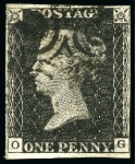 Stamp of Great Britain » 1840 1d Black and 1d Red plates 1a to 11 1840 1d Black (2) and 1d Red pl.11 (22) selection from row O