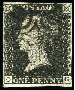 Stamp of Great Britain » 1840 1d Black and 1d Red plates 1a to 11 1840 1d Black (2) and 1d Red pl.11 (22) selection from row O