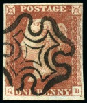 Stamp of Great Britain » 1840 1d Black and 1d Red plates 1a to 11 1840 1d Red pl.11 selection from row Q (29)