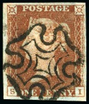Stamp of Great Britain » 1840 1d Black and 1d Red plates 1a to 11 1840 1d Black (1) and 1d Red (30) pl.11 selection from row S