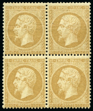 Stamp of France 40c Empire Lauré en bloc de 4 ** avec légers plis accordéon, rare