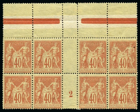 Stamp of France Yv. 94 en bloc de 8 avec millésime 2, neuf sans ch., TB