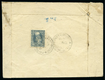 Stamp of Indian States » Orchha 1939-42 4a slate, tied on 1945 registered cover