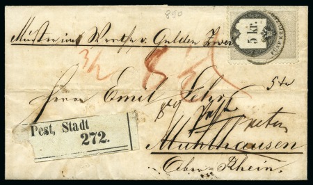 Stamp of Hungary Rare usage of a 5k Fiscal stamp on reg'd cover from