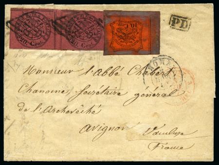 Stamp of Italian States » Papal States 1867 20c Indian Red, HORZONTAL GUTTER PAIR, and 10c