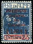 Stamp of Italy » Fiume Carnaro ITALY - FIUME 1920 Carnaro 1L on 25C & 10L on 20C
