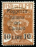 Stamp of Italy » Fiume Carnaro ITALY - FIUME 1920 Carnaro 1L on 25C & 10L on 20C