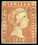 Stamp of Spain 1851-1864, Mint selection of better items, noted Edifil 1A, 3, 10, 12, 13, 15, 16, 17, 20, 21, 33, 40, 42, 47, 50, 56, a few blocks inc. 56 in blocks of 9, 254s in pair, etc., few ageing from time to time, mixed conditio