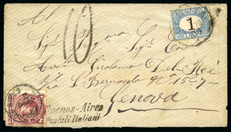 Stamp of Argentina 1877 Envelope to Genova/Italy franked by 1876-78 8c