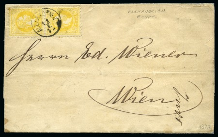 Stamp of Egypt » Austrian Post Offices 1873 Printed matter to Austria with Austrian 2s yellow-orange pair