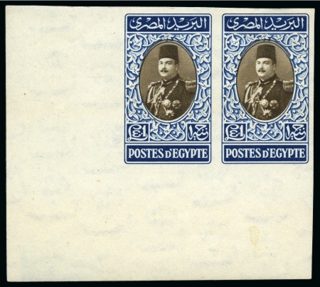 Stamp of Egypt » 1936-1952 King Farouk Definitives  1944-51 "Military" 1m to £E1 set of imperforates with 50pi & £E1 pairs
