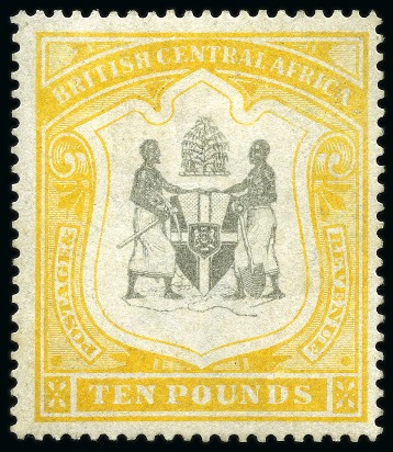 Stamp of Nyasaland » British Central Africa 1897-1900 Wmk CC £10 Black & Yellow unused