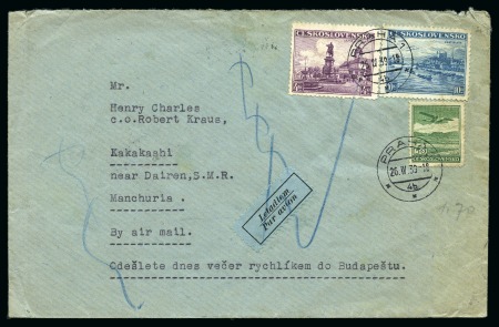 Stamp of Czechoslovakia CZECHOSLOVAKIA BOHEMIA & MORAVIA 1939 Airmail cover to Manchuria