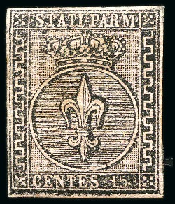 Stamp of Italian States » Parma 1852 15c Rose, unused, no gum, good to large margins