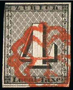 Stamp of Switzerland / Schweiz » Kantonalmarken » Zürich 4Rp (Type II), senkrechte Untergrundlinien, mit kräftigem