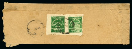 Stamp of Indian States » Charkhari 1930-45 1a green, pair used on reverse of native cover, scarce