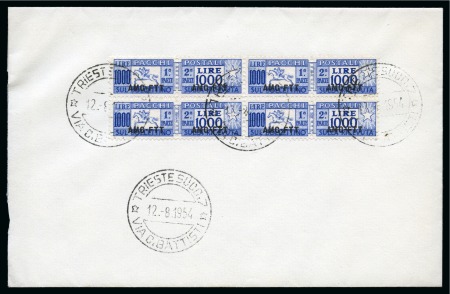 Stamp of Italy » Trieste » Italy Trieste Zone A 1954 (Aug 12) Unaddressed cover with 1954 1000L block