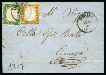 Stamp of Italy 1863 (Jan 7) Entire from Torino with mixed franking