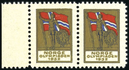 Stamp of Olympics » 1932 Los Angeles Norwegian Vignette mint marginal pair, plus single