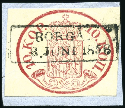 Stamp of Finland 10k Carmine-red on narrow-laid paper, low boxed Borga ds