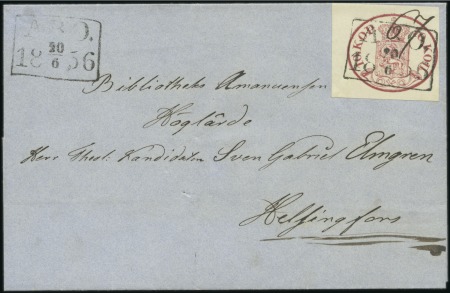 Stamp of Finland 1856-58 10k Dark Carmine, good to large margins, cancelled by high-boxed ÅBO