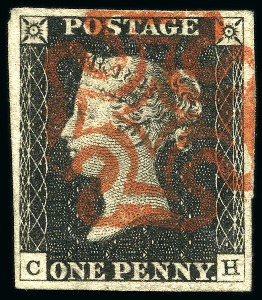 Stamp of Great Britain » 1840 1d Black and 1d Red plates 1a to 11 1840 1d Black pl.3 CH with good to very good margins, crisp red MC