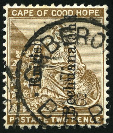 Stamp of Bechuanaland » British Bechuanaland 1891-1904 2d Bistre (reading upwards) with "no stop after Bechuanaland" variety used