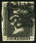 Stamp of Great Britain » 1840 1d Black and 1d Red plates 1a to 11 1840 1d Black selection of 20 used singles incl. two pl.11