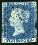 Stamp of Great Britain » 1840 2d Blue (ordered by plate number) 1840 2d Blue used group of 16, a few with four margins, various faults, some with nice cancels