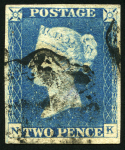 Stamp of Great Britain » 1840 2d Blue (ordered by plate number) 1840 2d Blue used group of 16, a few with four margins, various faults, some with nice cancels
