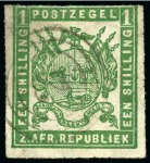 Stamp of South Africa » Transvaal 1872-74 1s green used, and 1875-77 1d orange-red, unused,