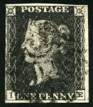Stamp of Great Britain » 1840 1d Black and 1d Red plates 1a to 11 1840 1d Black (1) and Red (16)  pl.11 selection from row I