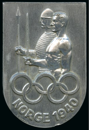 Stamp of Olympics » 1940 Garmisch-Parternkirchen (Cancelled) 1940 Norway Olympic Committee fundraising plaque in aluminium