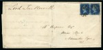 Stamp of Great Britain » 1840 2d Blue (ordered by plate number) 1840 2d Blue pl.2 BE-BF on 1842 (Feb 22) lettersheet from Barmoor (Northumberland)