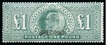 Stamp of Great Britain » King Edward VII 1902-10 2s6d, 5s, 10s and £1 with SPECIMEN ovpt