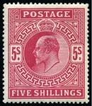Stamp of Great Britain » King Edward VII 1902-10 2s6d, 5s, 10s and £1 mint og