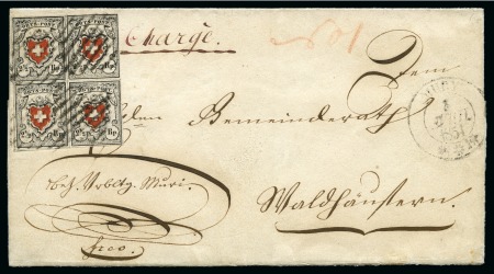 Stamp of Switzerland / Schweiz » Orts-Post und Poste Locale Orts-Post mit Kreuzeinfassung, Viererblock der Typen