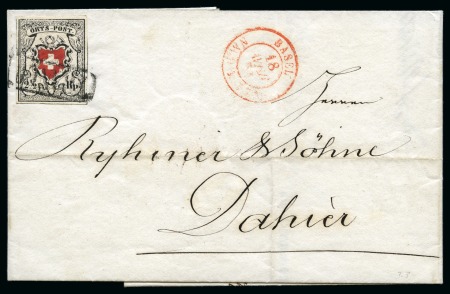 Stamp of Switzerland / Schweiz » Orts-Post und Poste Locale Orts-Post ohne Kreuzeinfassung, Type 3, tiefschwarz/rot,
