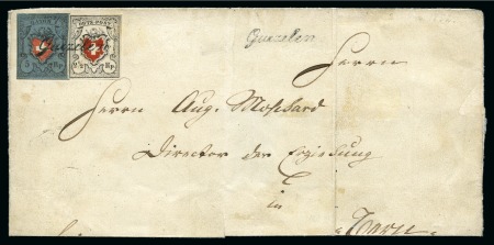 Stamp of Switzerland / Schweiz » Orts-Post und Poste Locale Orts-Post ohne Kreuzeinfassung, Type 18 zusammen mit