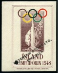 Stamp of Olympics » 1948 London ICELAND: 1948 Olympic vignette imperf. and perf. in