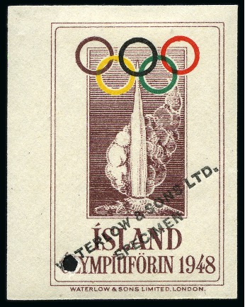 Stamp of Olympics » 1948 London ICELAND: 1948 Olympic vignette imperf. and perf. in